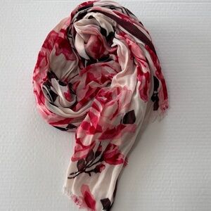 kate spade Pink Cream and Red Floral Pashmina Scarf